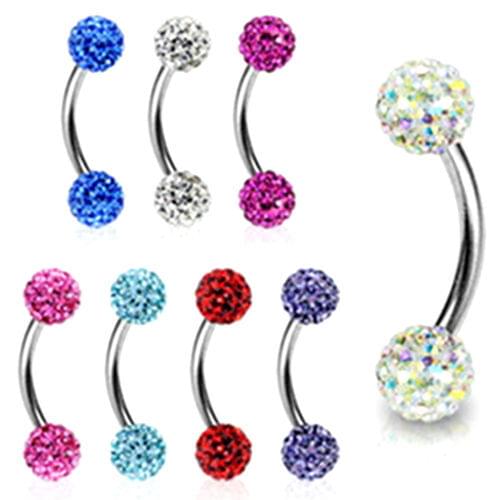 16G Surgical Steel CZ Ball Barbell Curved Eyebrow Rings Bar Tragus Ear Piercing