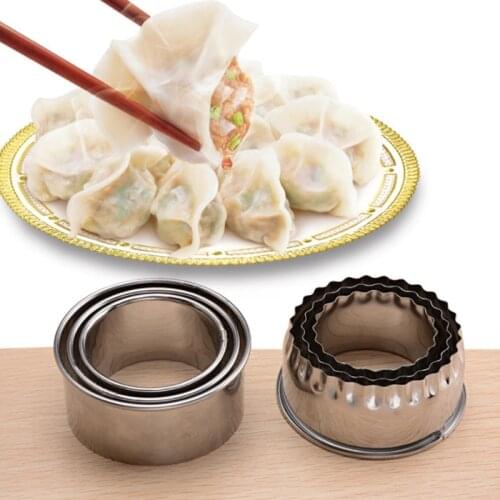 3Pcs/set Stainless Steel Dumplings Wrappers Molds Round/Flower Shaped Cookie Pastry Maker Dumplings Cutter Kitchen Gadgets