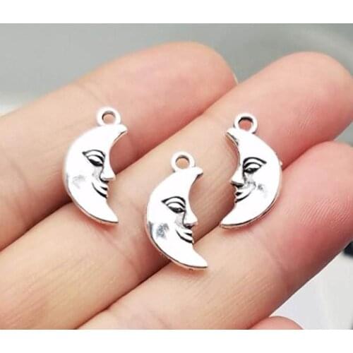 30pcs/lot--19x9mm,moon cham,Antique silver plated moon face charms,DIY supplies,Jewelry accessories