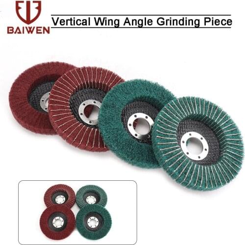 4Pcs 4-1/2'' Nylon Fiber Flap Polishing Wheel Grinding Disc Non-woven 115mm Abrasive Disc Buffing Pad For Angle Grinder