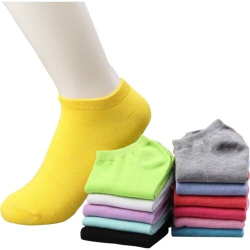 5 pairs / lot women cotton socks summer cute candy color boat socks ankle socks for woman thin sock slippers