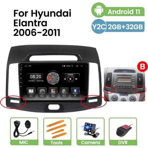 Android 11 Car Radio Multimedia Video Player For Hyundai Elantra 2006 2007 2008-2011 GPS FM/AM BT DSP HD 1024*600 Carplay 2G+32G