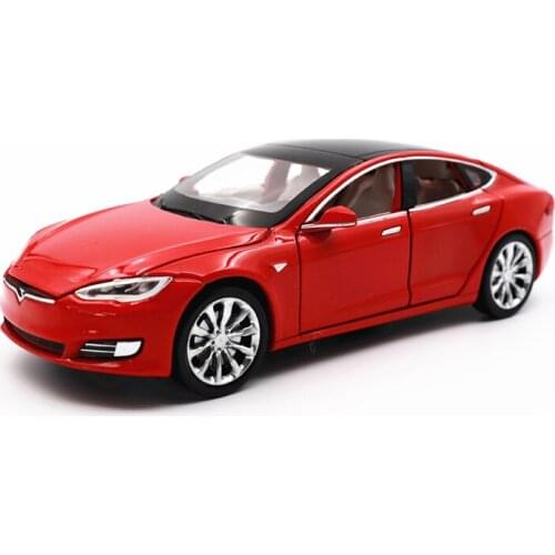 1:32 Boxed Tesla Model S Vehicles with Lights Sounding Function Pull-back Vehicles Toy Collections Gifts