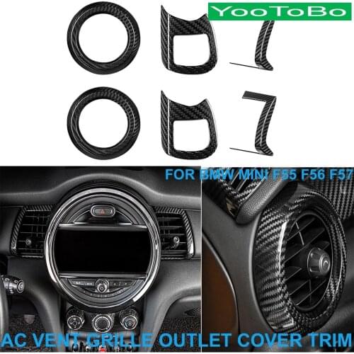 Car Real Dry Carbon Fiber AC Air Conditioner Vent Grille Outlet Frame Cover Trim Sticker For BMW Mini Cooper F55 F56 F57 2015-Up