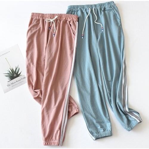JULYS SONG Plus Size Pants Sleep Bottoms Pajamas For Women Casual Loose Elastic Long Sleep Pants Solid Female Homewear Summer