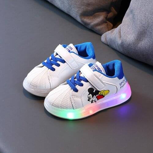 Disney cartoon children Mickey Mouse boy girl baby non-slip soft sole casual shoes sports light shoes LED