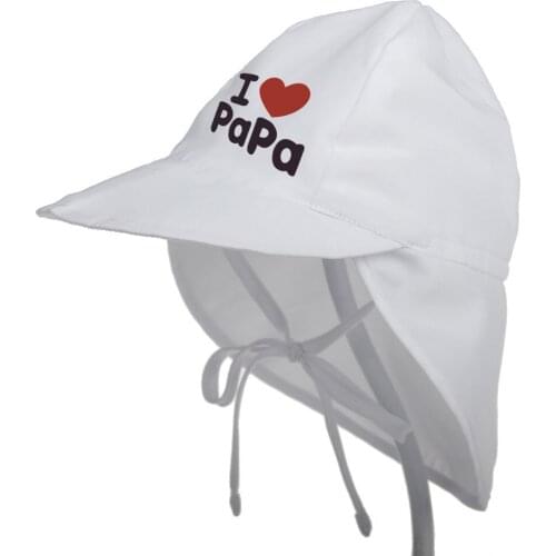 I love papa Baby Sun Hat Children Outdoor Neck Ear Cover Anti UV Protection Beach Caps Kids Boy Girl Swimming Flap Cap For 0-5 T