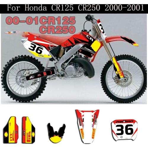 For Honda CR125 CR250 2000 2001 Motocross Graphics Personalized Decals Sticker Kit