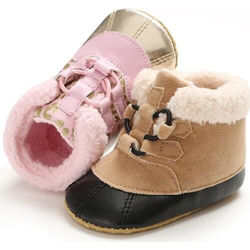 Focusnorm New Fashion Baby Boy Girl Winter Fashion Boots Pram Shoes Fleece Thermal Non-slip Sneakers First Walkers Crib Shoes