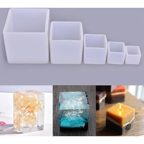 Cube Shape Candle Silicone Mold DIY Gypsum Plaster Crafts Mould Square Silicone Soap Candle Resin Molds Dried Flower Decoration