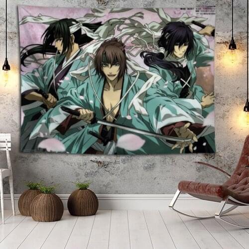Hot Sale Custom Anime Hakuouki Printed Tapestry Background Decorative Tapestry Various Sizes Wall Hanging Decor