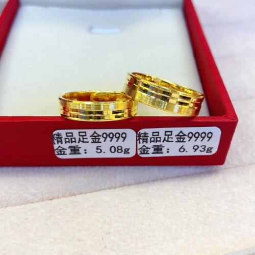HX 24K Pure Gold Ring Real AU 999 Solid Gold Rings Elegant Shiny Heart Beautiful Upscale Trendy Jewelry Hot Sell New 2020