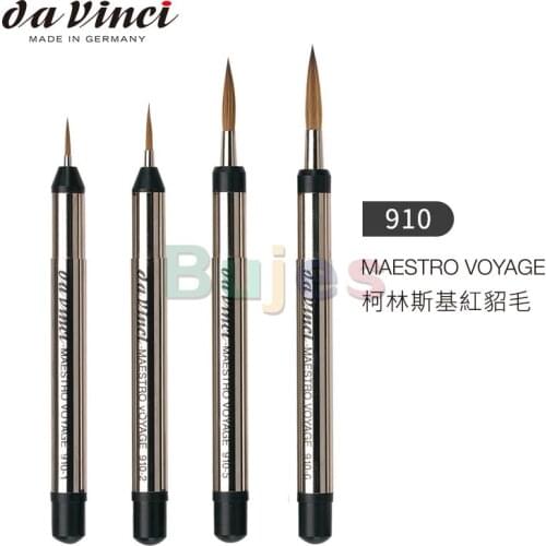 Da Vinci MAESTRO V910 Series Collinsky Red Mink Sable Travel Brush Round Head Watercolor Pen, Lightweight and Easy-taking