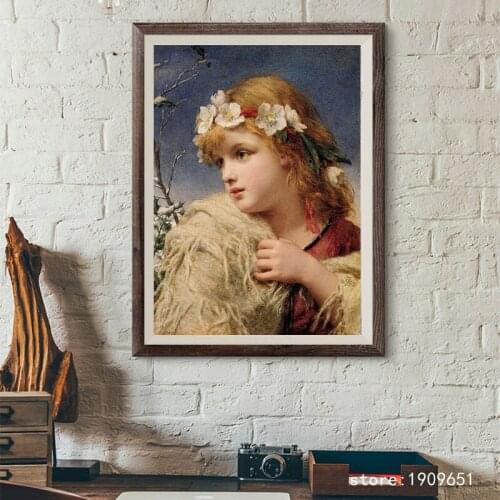 No frame classical figures flower angel girl canvas printings oil painting printed on cotton home wall art decoration picture