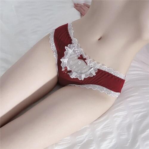 Lace kawaii Sexy Underwear Bowknot Cotton Briefs Female Cute Underpants Ladies Intimates Low Waist Lingerie Lolita Panties Women