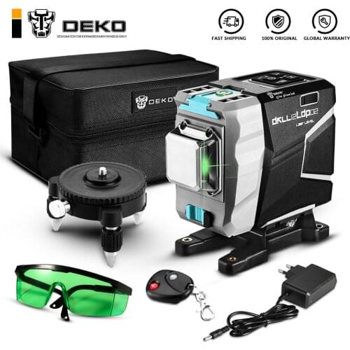 DEKO New DKLL12tdP02 Series 12 Lines 3D Green Laser Level Horizontal&Vertical Cross Lines Auto Self-Leveling, High-Precision