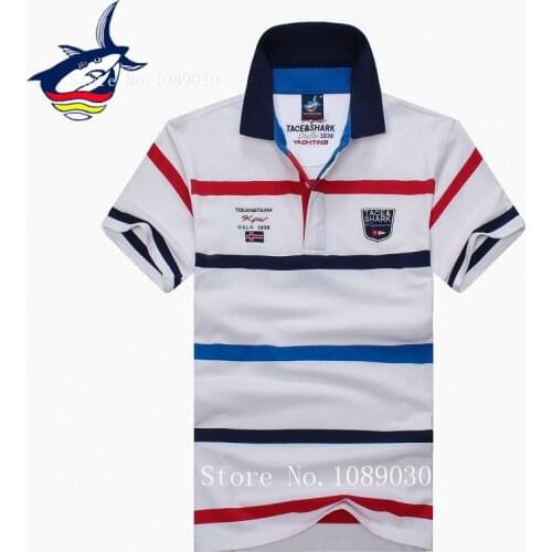 Men Clothes 2018 Summer Short Sleeve Striped T Shirt men High Quality Embroidery Brand Tace Shark t-shirt homme golftennis