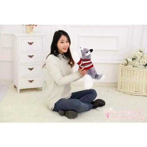 Stripes sweater prone husky about 40cm soft plush toy ,birthday gift h903