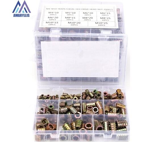 100pcs 150pcs 200pcs Zinc-Alloy M4 M5 M6 M8 M10 Hex Drive Head Nut Set Wood Furniture Zinc Plated Screws Nuts Assortment Kit S34