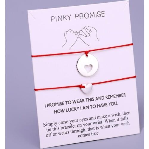 A Set Pinky Promise Heart Bracelets Best Friends Compass Mother Daughters Women Jewelry Christmas Gift Drop Shipping
