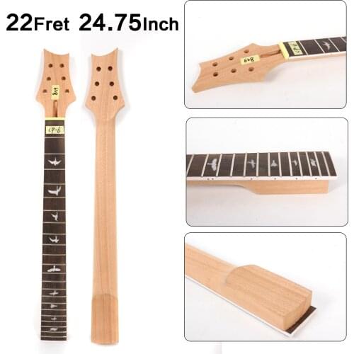 Fit Diy 22Fret 24.75in 628mm Electric Guitar Neck Mahogany+Rosewood Fretboard Hand-made Unfinished