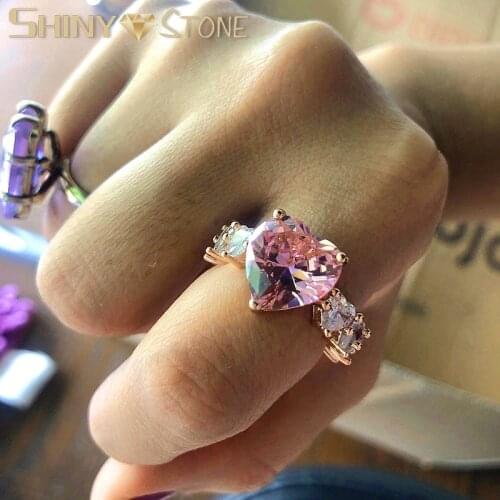 New Ice Out Shape Accent Stone Rings Rose Gold Pricess Cut full CZ Band Wedding Engagment Tear Drop Pink Pinky Ring For Women