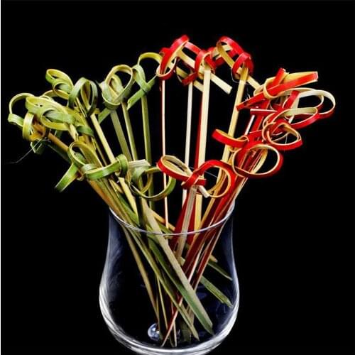 100pcs/set 12cm Disposable Bamboo Forks Twisted Party Buffet Fruit Sticks Desserts Food Cocktail Sandwich Picks Wedding Supplies