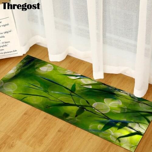Thregost Antiskid Mat for Floor Kitchen Long Door Mats 3D Scenic Printed Hallway Rug Non-Slip Bedside Flannel Carpet