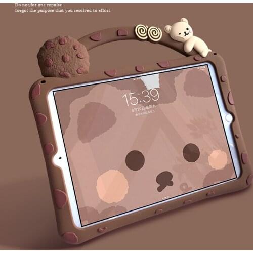 Bear Biscuit Cases For iPad Mini 1 2 3 4 5 Air 10.2 10.5 Pro 9.7 11 2020 2018 2017 2019 Shockproof Liquid Silicone Soft For Kids