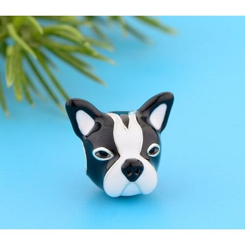 Real 925 Sterling Silver White Black Animal Dog Bead Charms Fit Charm Bracelet Necklace Fashion Fine Jewelry Making 2022