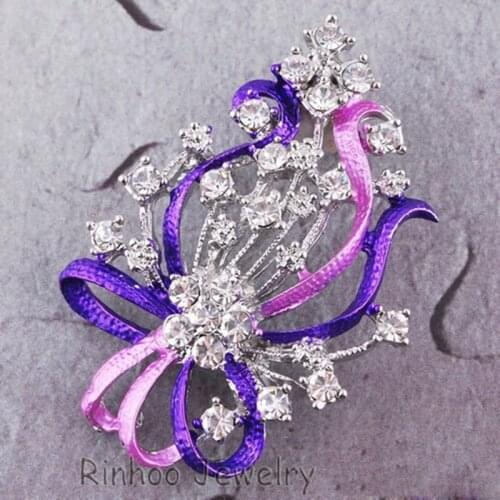 RINHOO Classic Blue Rhinestone Vintage Flower Vase Brooch Pin Brooches For Women Ornament Breast Pins Lady Clothing Accessories