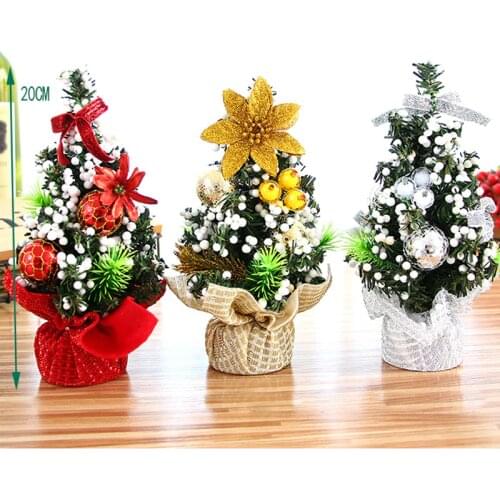 Christmas Tree Multicolor Ball Pine Xmas Tree 20cm High Festival Party Wedding Birthday Desktop Table Home Artificial Ornaments