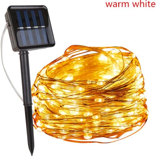 Christmas Lights 100/200/300 Led Solar LED Light Waterproof LED Copper Wire String Holiday Outdoor Led Strip Led Light Indoor