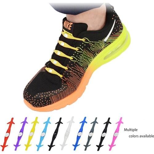 Silicone 12PCS/Lot Elastic Shoelaces Creative Lazy No Tie Shoelace Lacing Kids Adult Sneakers Shoe Lace Elastic Silicone No tie