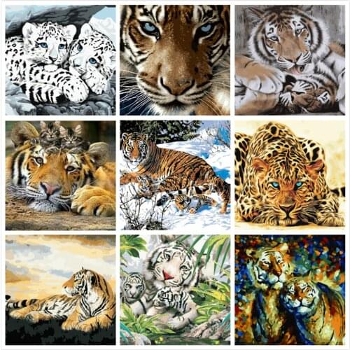 Tiger Painting By Numbers For Adults Kits Hand Painted Home Decor Drawing Canvas DIY Oil Coloring Paint Pictures By Numbers