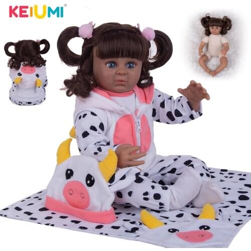 KEIUMI 20Inch Black Hair Cloth Body Reborn Benecas Well Packaged Dress Up Reborn Baby Girl For Birthday Present