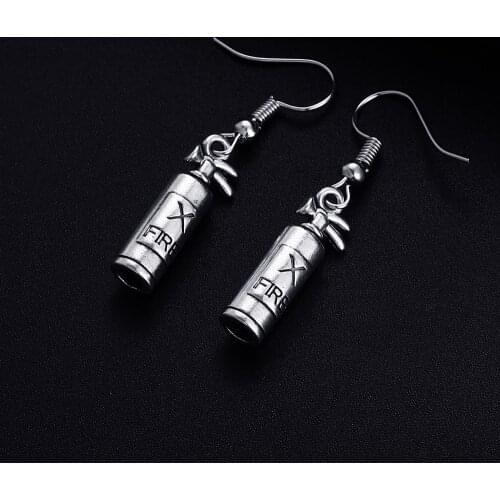 Vintage Fire Extinguisher Shape Dangle Earrings for Women Girl Retro Drop Earrings Cute Small Object Earring Jewelry Bijoux