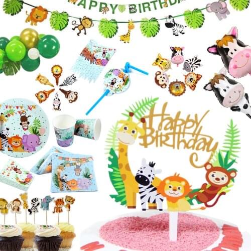 Baby shower safari Animal Theme Balloon Birthday Party Decorations Kids Disposable Tableware Decorative Balloon Party Supplies