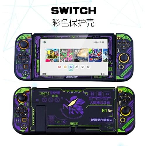Purple EVA Theme Case for Nintendo Switch Protective Case Tempered Glass Screen Protector Plastic Case Can Put In Dock