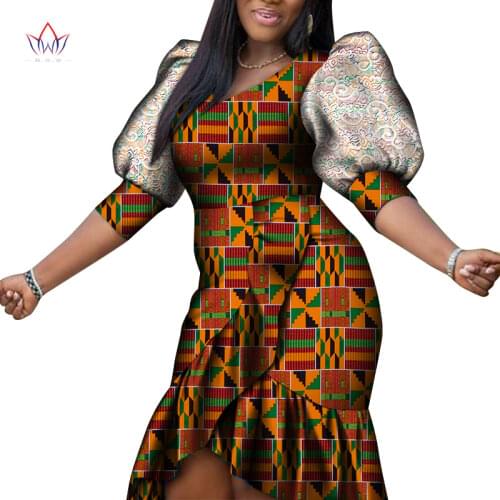 Dashiki Womens Clothing Vestidos Plus Size African Ruffle Party Dress Knee Length Women African Clothing WY8272