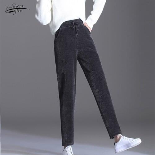 2021 Winter Autumn Fashion Velvet Pants Loose Harlem Pants Large Size Slim Pants OL Trousers Womens Pencil Pants Casual 16447