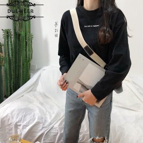 DUEWEER T-shirts Women Long Sleeve Letter All-match White Soft Trendy Leisure High Quality Elegant Loose Korean Style