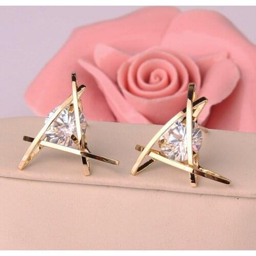 Womens Earrings European And American New Gewelry Geometric Hollow Square Triangle Zircon Earrings Fashion Gewelry