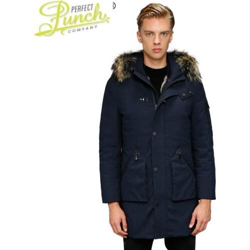 Winter Mens Down Jacket Parka Real Rabbit Fur Liner White Goose Down Jacket Raccoon Fur Collar Warm Coat Parkas KJ3102