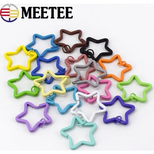 10/25pcs Meetee 35mm Candy Color Keychain Circle Rings Buckles Star Shape Key Holder Split Rings DIY Keychain Decor Accessories