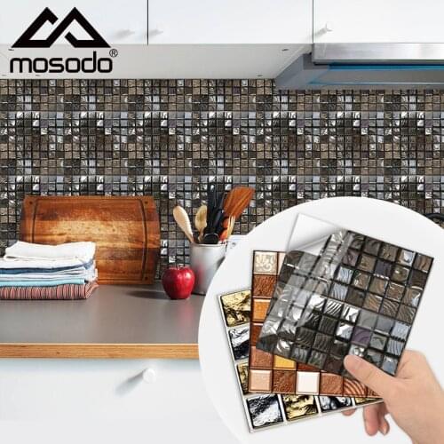 10PCS PVC Mosaic Tile Paste Kitchen Bathroom Decoration Self Adhesive Waterproof 3D Wall Sticker Furniture Renovation Wallpaper