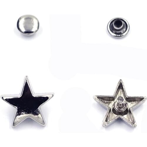 15 Sets Silver Tone Star Pentacle Punk Spots Garment Rivets Studs DIY Handbag Clothes Shoes Crafts Hardware Parts Accessories
