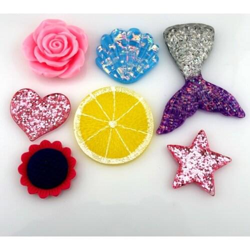 2x Flower Mermaid Star Flatback Acrylic Craft Embellishments For Scrapbooking Stencils DIY Headwear Jewelry Accessories