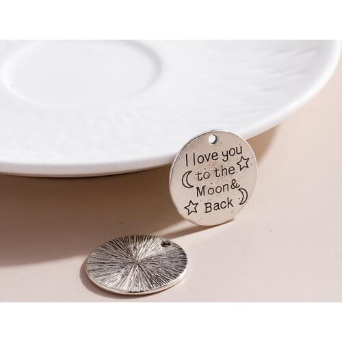 10pcs 25*25mm Trendy Alphabet Letter Love Charms Pendants for DIY Earrings Necklaces Making Moon Star Charms Jewelry Accessories