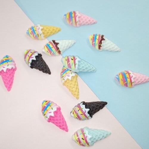 50Pcs Colorful Ice Cream Shaped Nail Art Resin Gems For Nail 3D Charms Pendant Manicure Sweet Summer Series DIY Decoration Tips